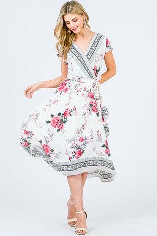 Floral Hi-Low dress with belt