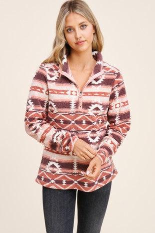 Half Zip Fleece Aztec Pull Over