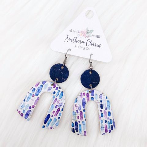 2.5" Navy & Watercolor Splash Rainbows (Corkies) - 512 Boutique