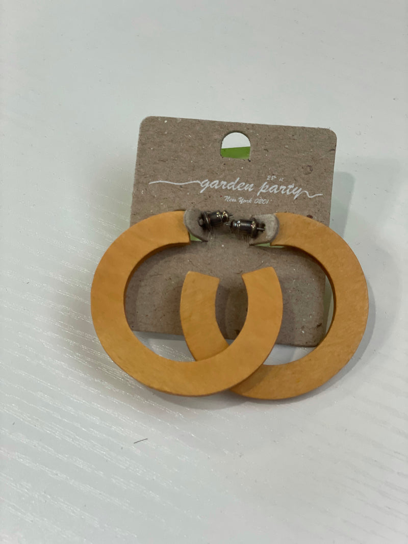 Tan Wood Hoops - 512 Boutique