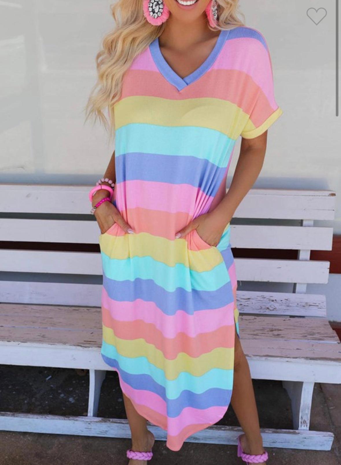 Multi Stripe Maxi Dress