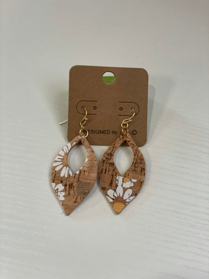Floral Cork Earrings - 512 Boutique