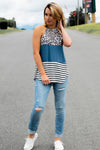 Teal + Animal Print Top - 512 Boutique