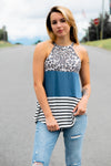 Teal + Animal Print Top - 512 Boutique