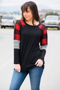 Plaid N Stripes Top - 512 Boutique