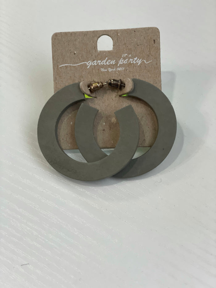 Gray Wood Hoops - 512 Boutique