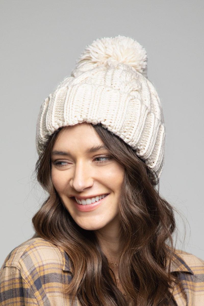 Ivory Beanie with Pom