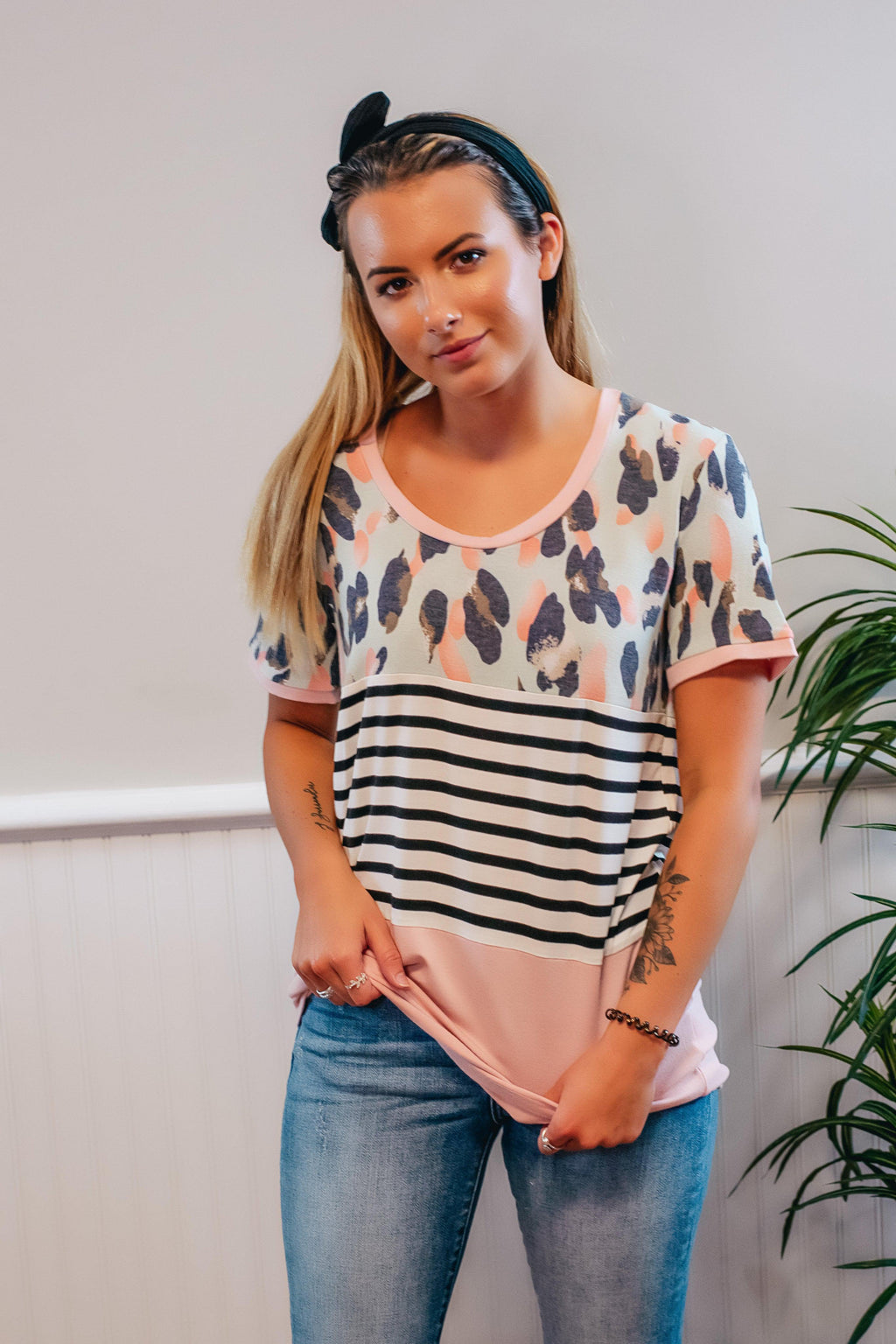 Feather and Stripes Top - 512 Boutique
