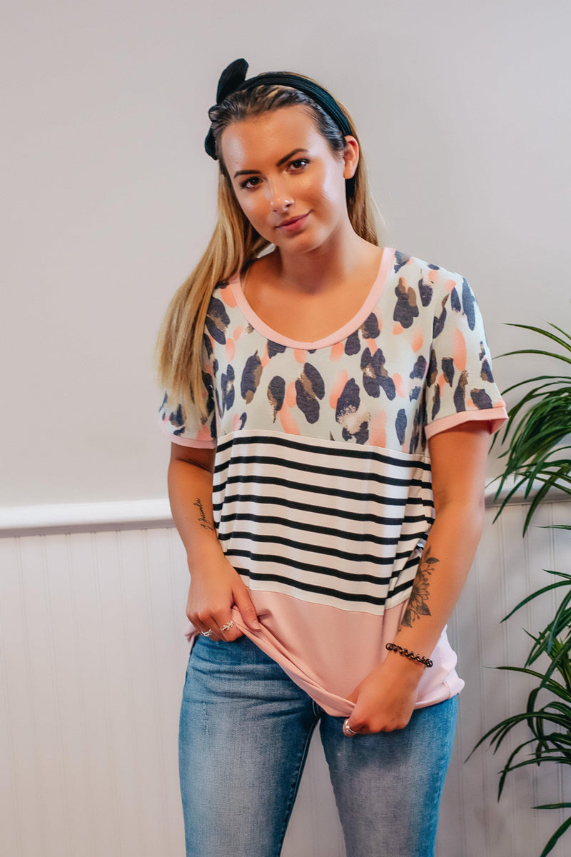 Feather and Stripes Top - 512 Boutique