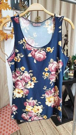 Navy Floral tank