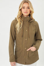 Flannel Lined Hood Utility Jacket - Olive