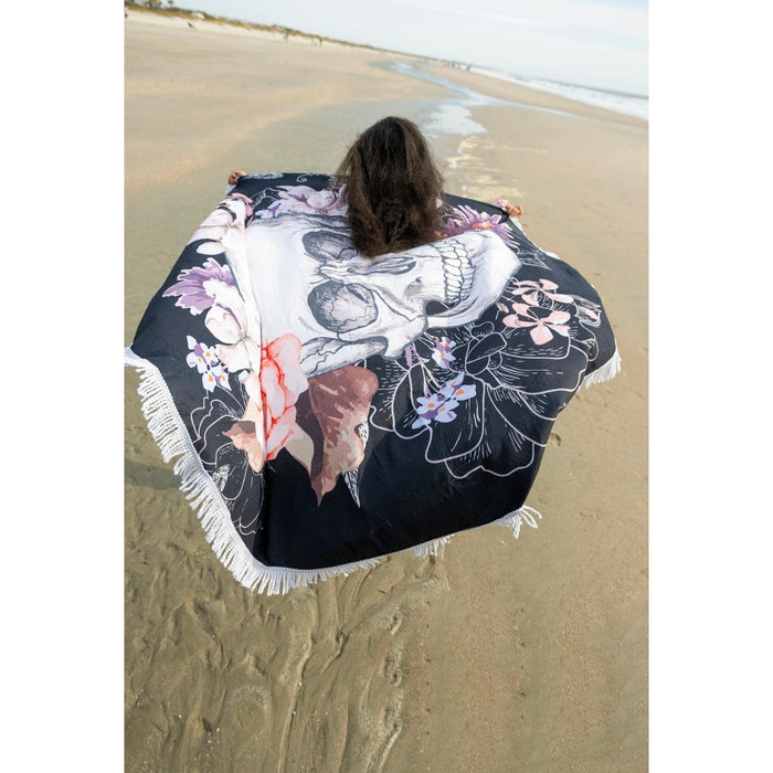 Round Beach Towel -Skull