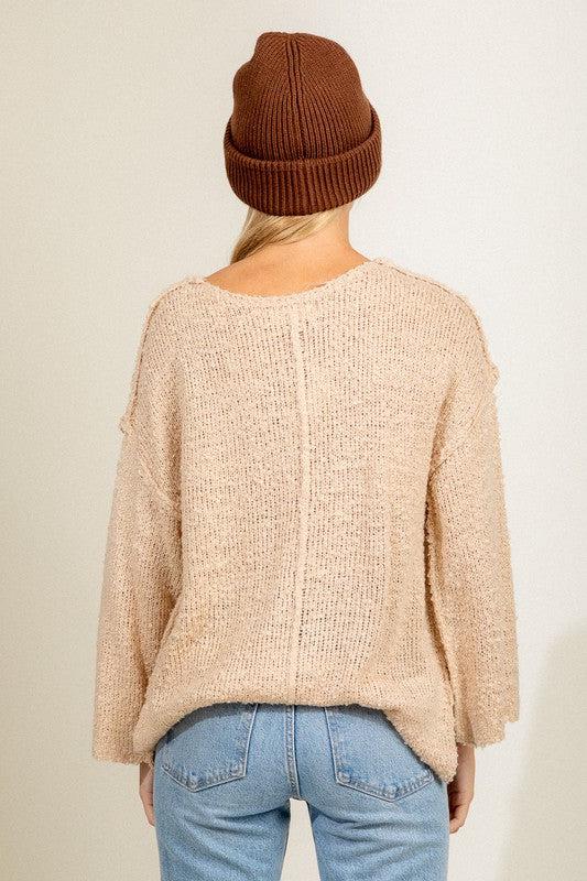 Raw Seam Sweater- Cream