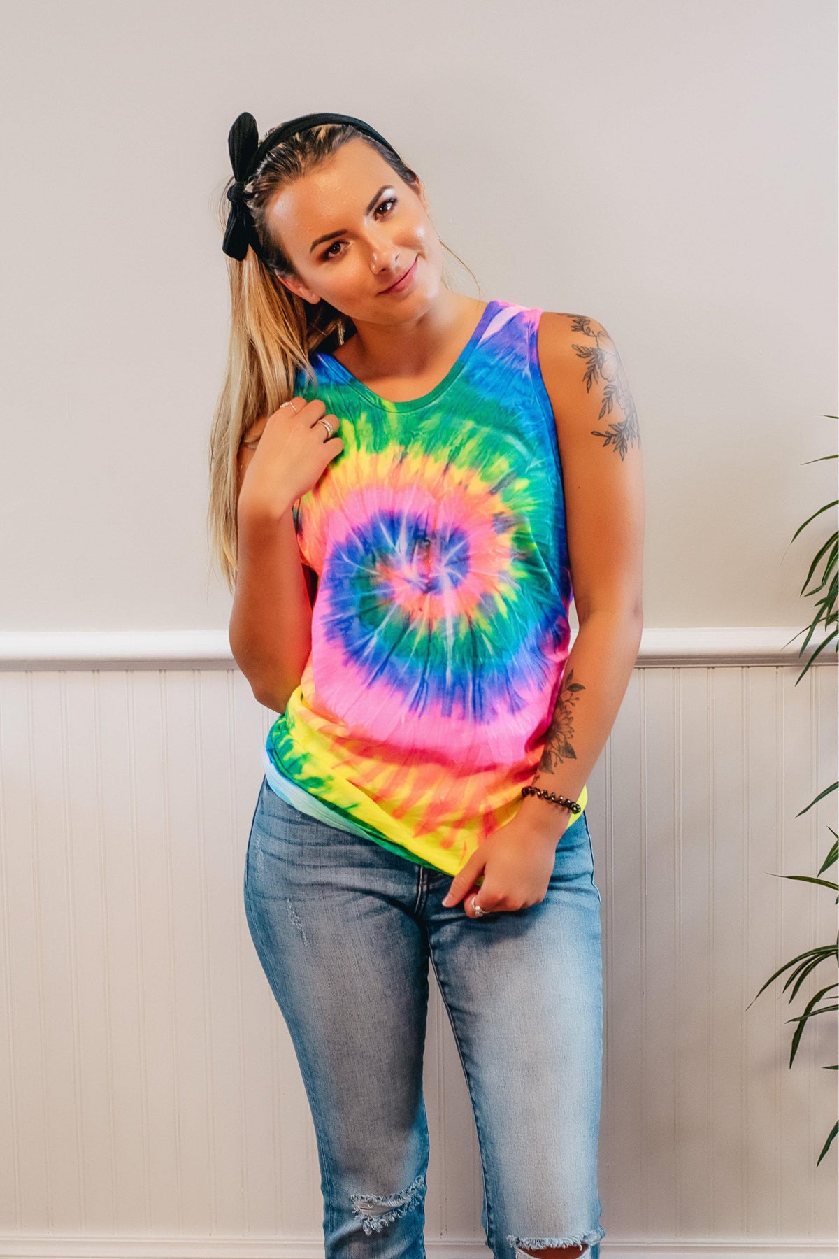 Rainbow Tie dye Tank - 512 Boutique