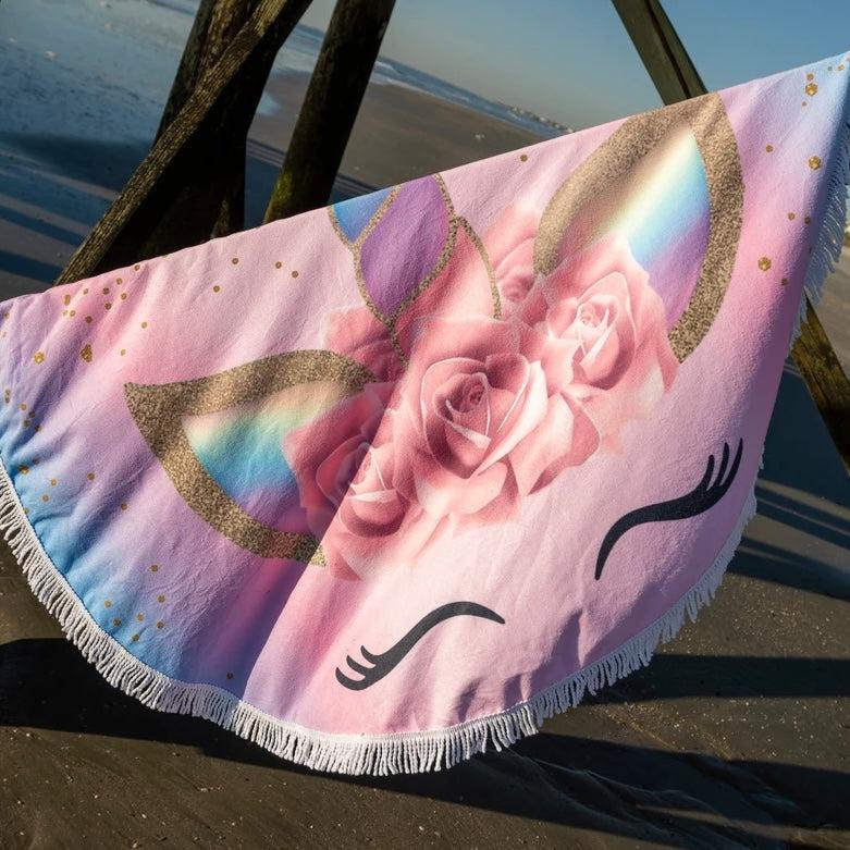 Round Beach Towel -Unicorn