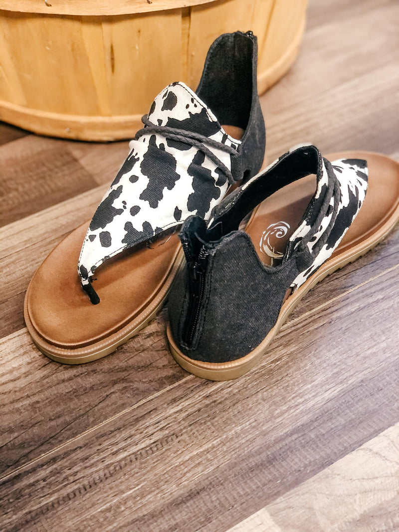Very G Angelika Cow Print Sandal - 512 Boutique